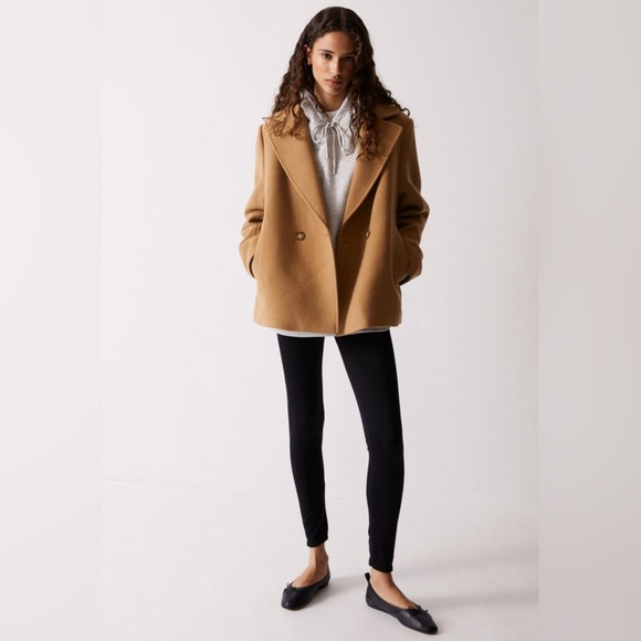 H&M | DOUBLE BREASTED BLAZER JACKET | SIZE: L | COLOR: CAMEL | NWOT - Picture 2 of 9